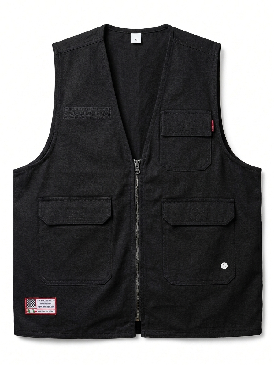 Black Multi-Pocket Camera Man Jacket